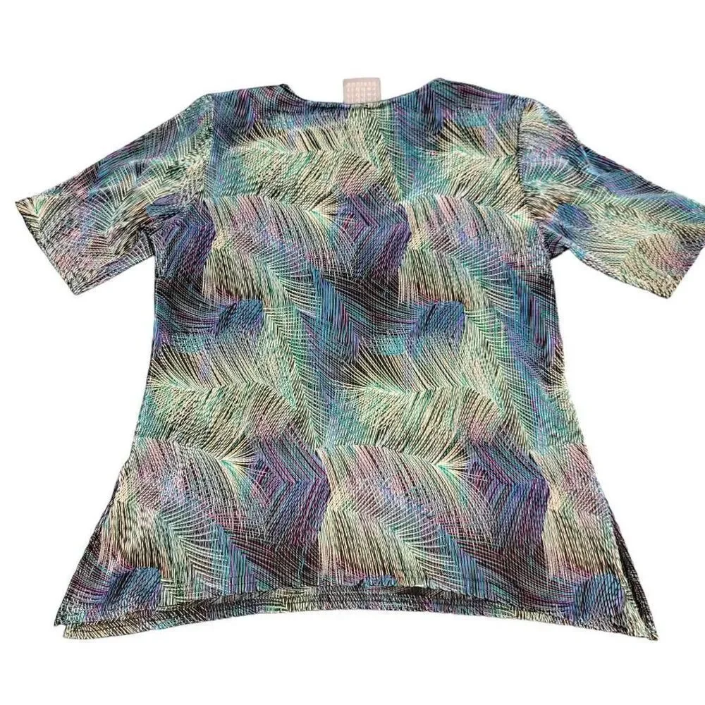 Set Black Mini Skirt & Peacock Soft Sharkbite Hem Blouse